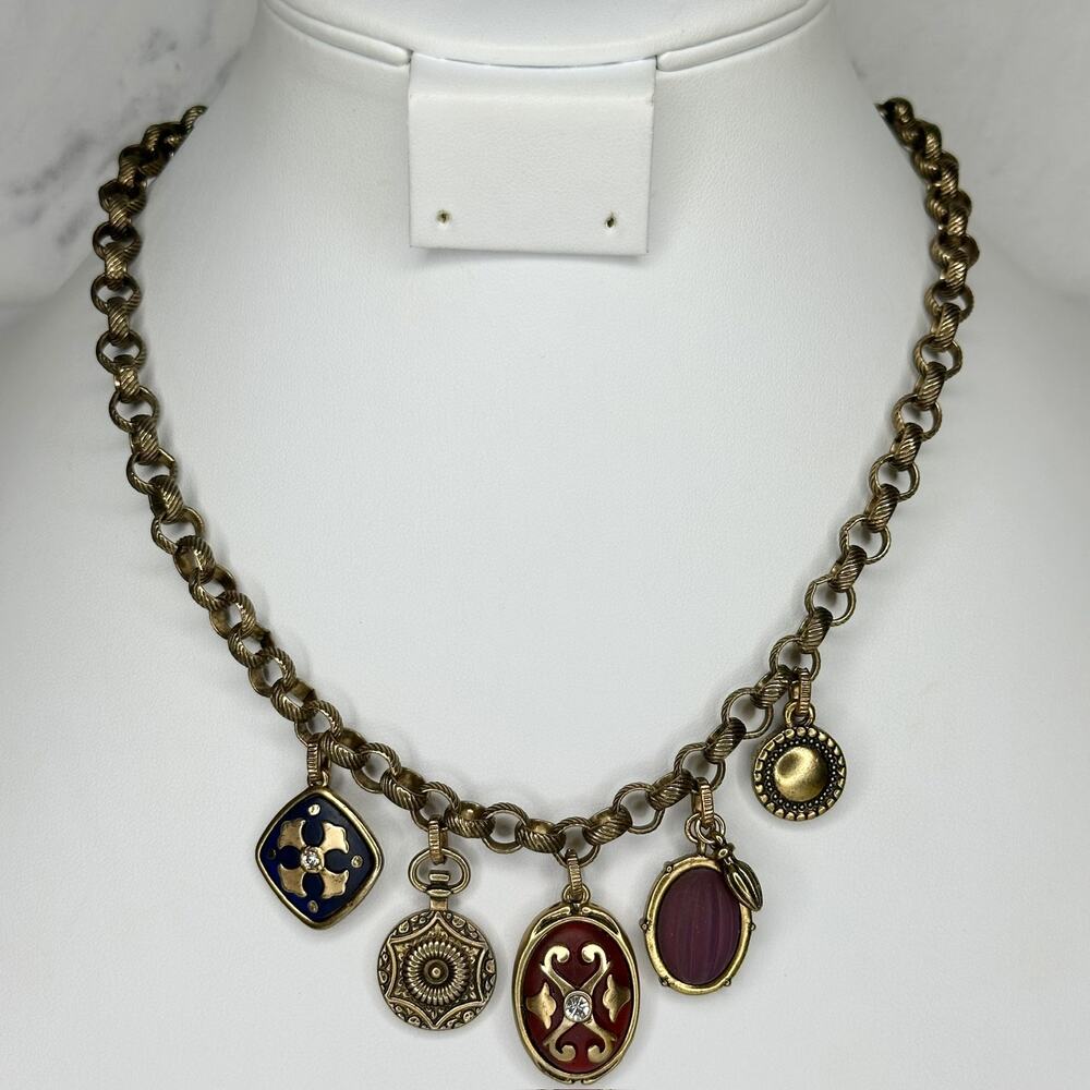 Chico's Gold Tone Multi Charm Chain Necklace ✨